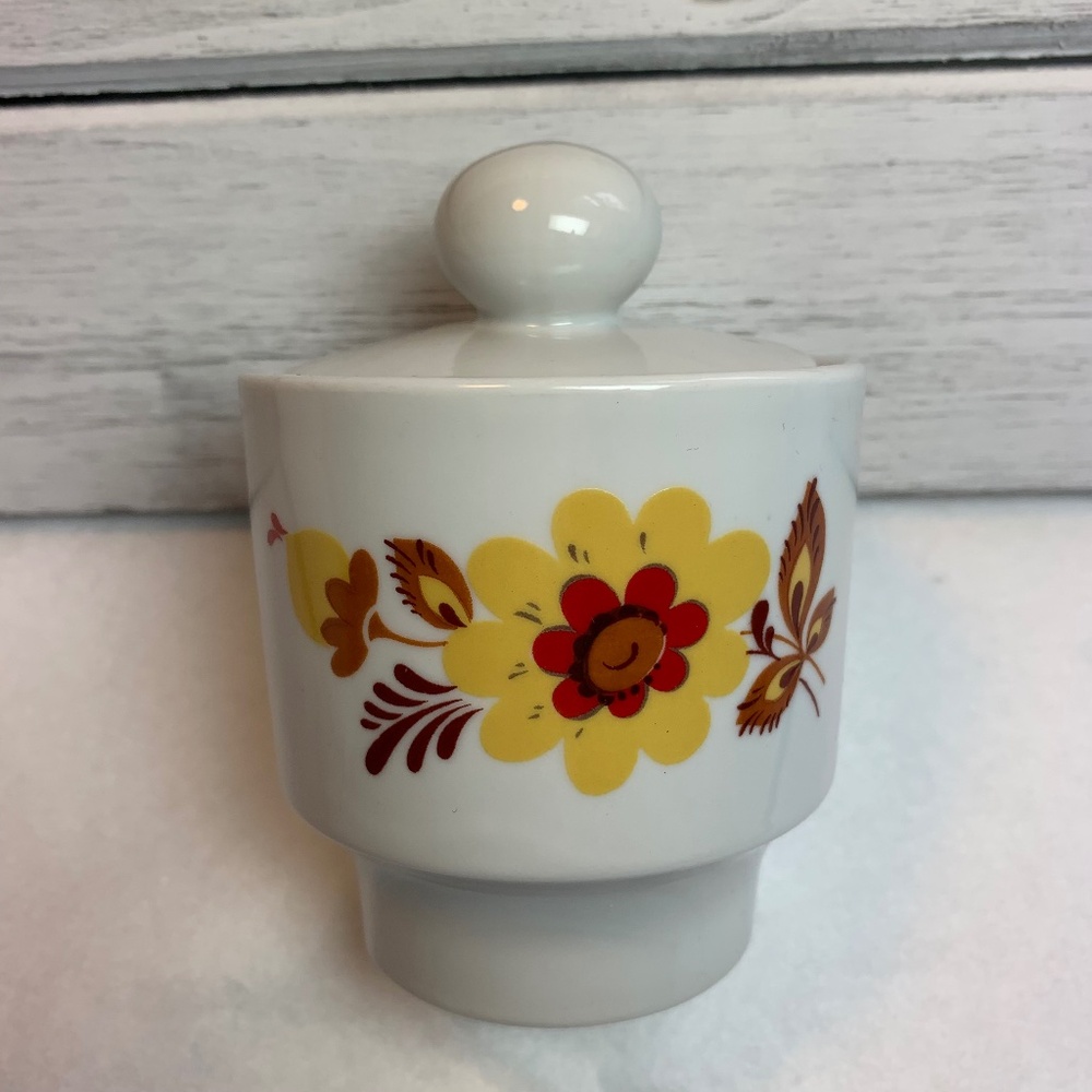 Floral Vintage Sugar Bowl with Lid – Made in German Democratic Republic (GDR)